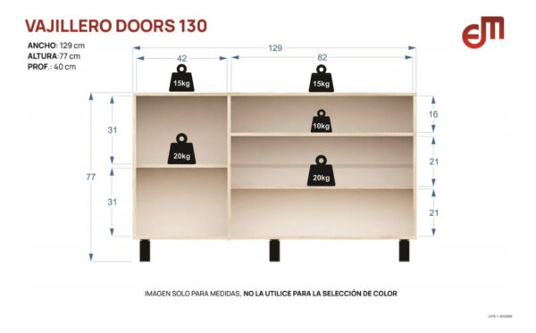 Vajillero Bahiut Aparador 3 Puertas Mueble Comedor 130 Cms Color Nebraska Natural / Blanco