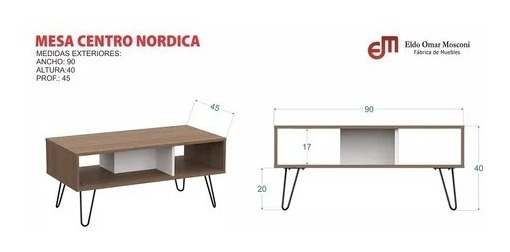 Mesa Ratona De Living Nordica Patas De Hierro. Cod 56798