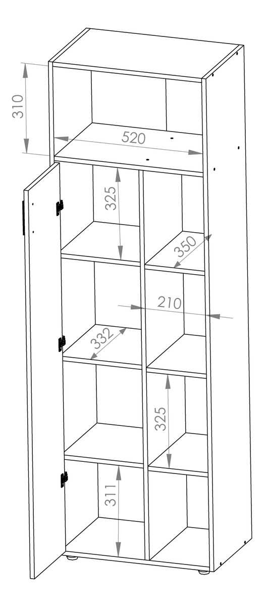 Mueble Organizador Armario Zen Alto Para Baño 1 Pta Estantes Color Roble Kendal Natural