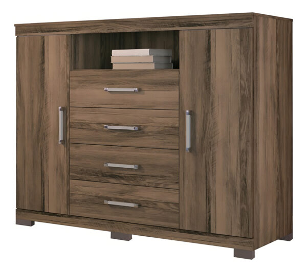 Cómoda De Dormitorio Con 2 Puertas Y 4 Cajones Master Demolition, Color San Brown Marrón