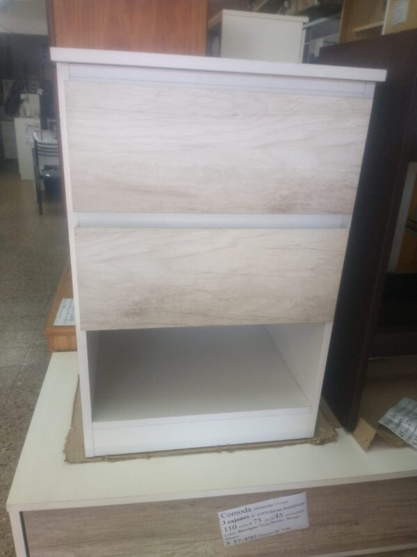 Mesa De Luz Para Sommier- 2 Cajones Corred. Met 64 X 42 X 38