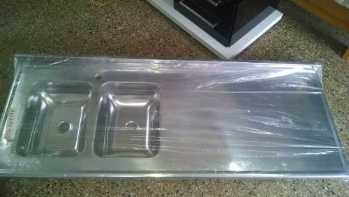 D_836401-MLA20326114173_062015-F.jpg Mesada Acero Inoxidable 1.60 X 0.60 Con Doble Bacha 60 X 38