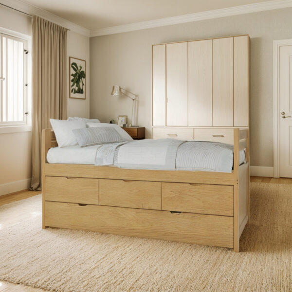 Divan Cama Con Cajones Y Carro Cama. Pino Lustrado Cod. 216