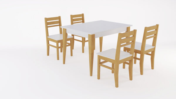 Mesa Comedor Escandinava 1.20 X 90 + 4 Sillas Atlantic- Pino