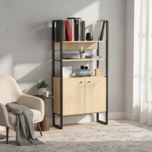 D_841875-MLA93329673377_092025-F.jpg Biblioteca Estanteria Con Puertas Estructura De Caño- Dst 22