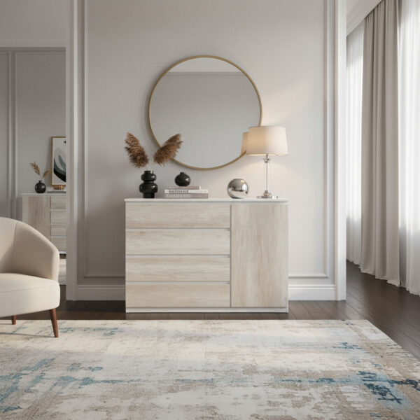 Comoda Cajonera- 4 Cajones- 1 Puerta 120 X 85-44 - Melamina