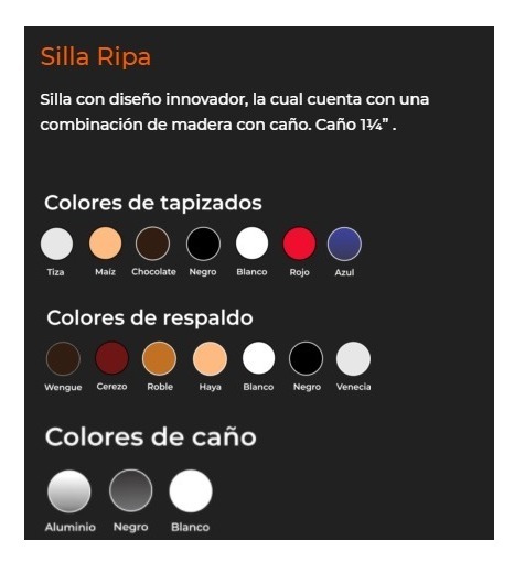 Juego De 6 Sillas Caño Reforzado C Respaldo Bajo Madera Ripa