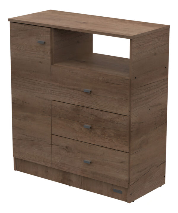 Cajonera Comoda 3 Cajones + Puerta Dormitorio Dakar Zero Color Nebraska Gris