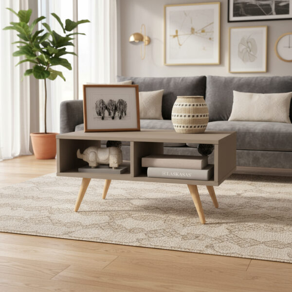 Mesa Ratona De Centro Living. Dl 889- Con Patas De Madera