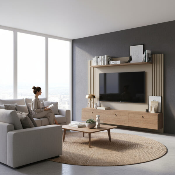 Panel Varillado Con 3 Puertas Basculant Para Tv De 50 Dro02