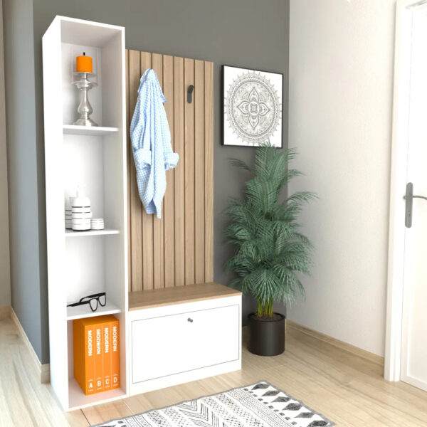 Recibidor Alto Funcional Con Columna Con Zapatero 4019