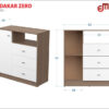 Cajonera Comoda 3 Cajones + Puerta Dormitorio Dakar Zero Color Nebraska Natural