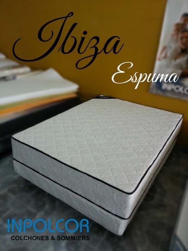 Conjunto Sommier- Base + Colchon Ibiza 140- 26- Tela Jackard