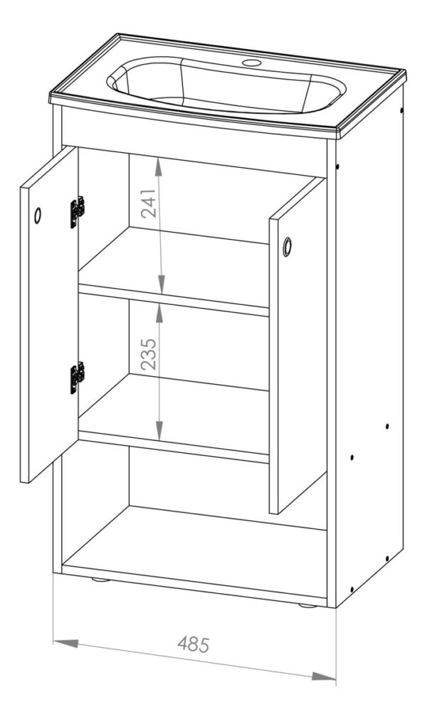Vanitory Para Baño Zen Con Mesada- 48.5 Cm Dze 01 Blanco