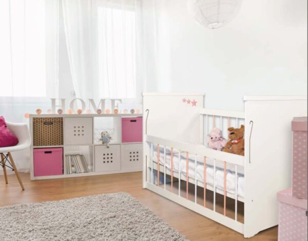 Cuna Roll C- Baranda Deslizables. Melamina + Colchon 120- 55