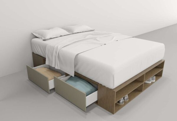 Base Box P- Sommier 140 X 190- 4 Cajones- Estantes- Cod 6442