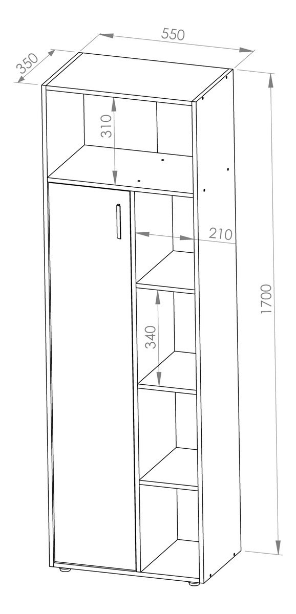 Mueble Organizador Armario Zen Alto Para Baño 1 Pta Estantes Color Roble Kendal Natural