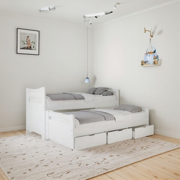 Cama Nido Doble Con Cajonera (3 Cajonera). Pino Lustrado 213