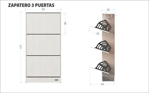 Botinero Zapatero Organizador 3 Puertas- Cod. 56509 128 X 62