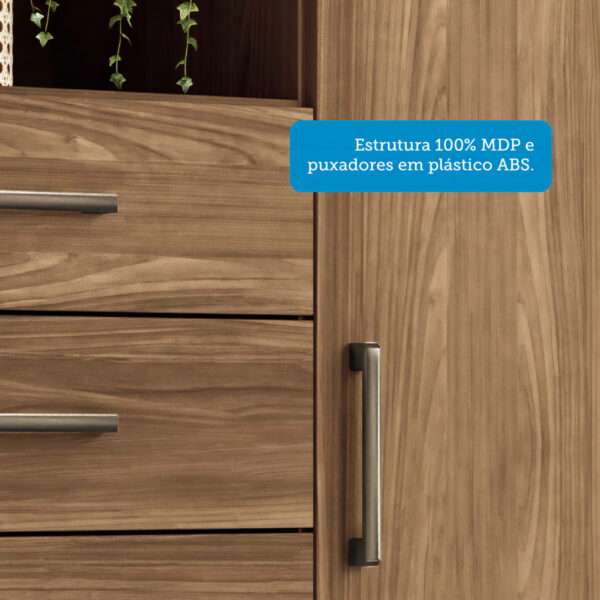 D_866510-MLA92577066176_092025-F.jpg Cómoda 1 Puerta 6 Cajones Con Pies Marabá Santos Andeira Color Jatobá