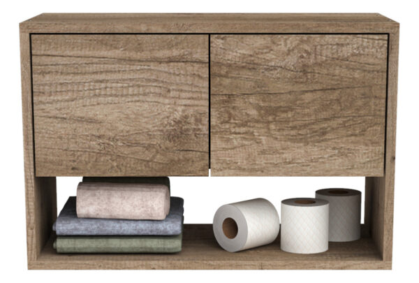 Alacena Para Baño Colgante Con Dos Puertas Y Estante Delos Color Roble Nebraska Gris