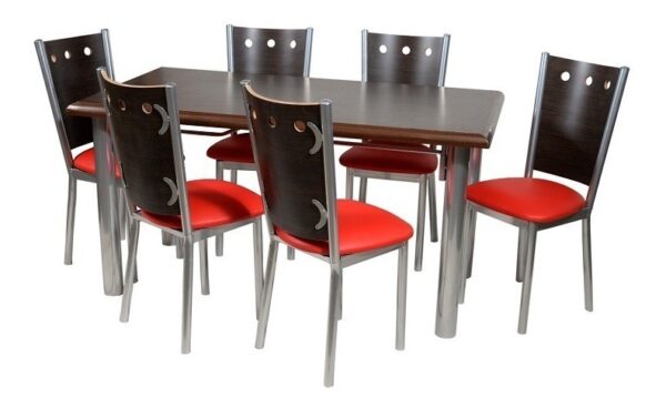 Combo Cocina Comedor Mesa Combinada 150 + 6 Sillas Venecia