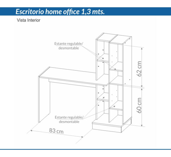 Escritorio Organizador Con Biblioteca 130 X 136 X 45 Oes 110