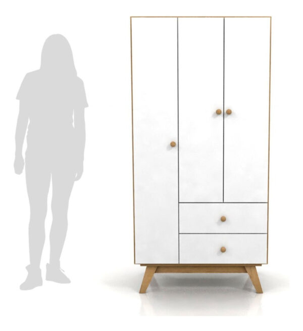 Ropero 3 Puertas, 2 Cajones- Patas Macizas 180 X 88. 742023