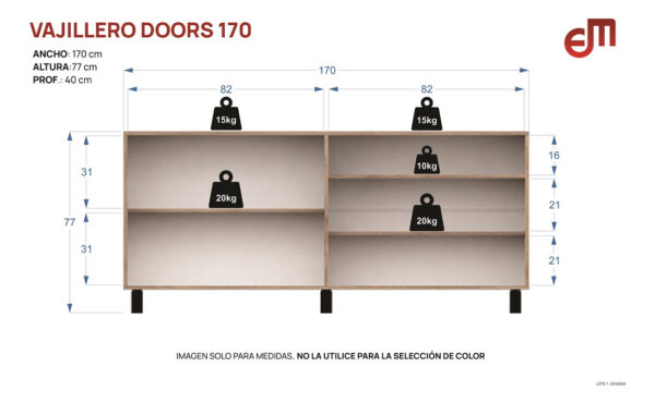 Aparador Vajillero Doors 170 Mosconi Milenial Moderno Comoda 4 Ptas Color Nebrasca Gris Con Frente Negro