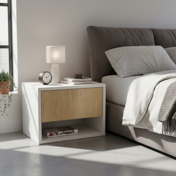 Mesa De Luz Flotante. 1 Cajon, 1 Espacio- 38 X 28 X 32