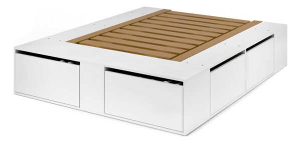 Cama Box 2 Plazas Queen Xl Extensible 140 Cm O 160 Cm Con Cajones Zapateros Baulera Color Blanca Dormitorio Moderna Guardado Completo Cam160 Dielfe