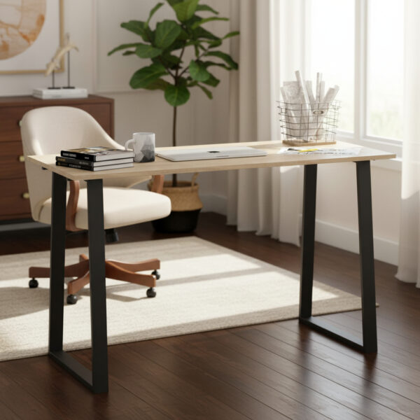 Escritorio Para Oficina Moderno Madera Melamina 120cm Hogar Habitacion Niños Adultos Roble Kendal Patas Negras Home Office Ems120 Dielfe