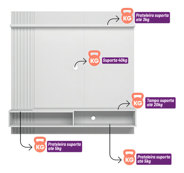 Panel Rasgado Alvorada Linea Brasil Para Tv De 55 Pulgadas En Color Beió/blanquecino Freijó/off White