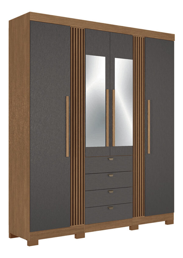 ¿armario Doble Aurora De 4 Puertas Y 4 Puertas Con Espejos Y Suelo De Color Jatob? /grafito Jatob?/grafite