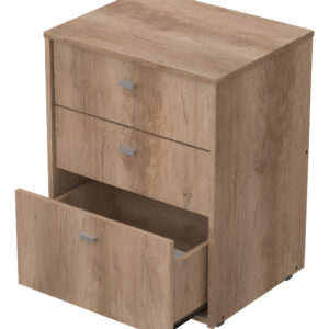 Mesa De Luz Mosconi Nature | 3 Cajones | 64x51 Cm | Nebraska Gris (acabado Mate)