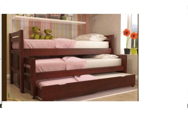 Cama Nido Doble Sin Carro Cama- Pino Lustrado- Blanco