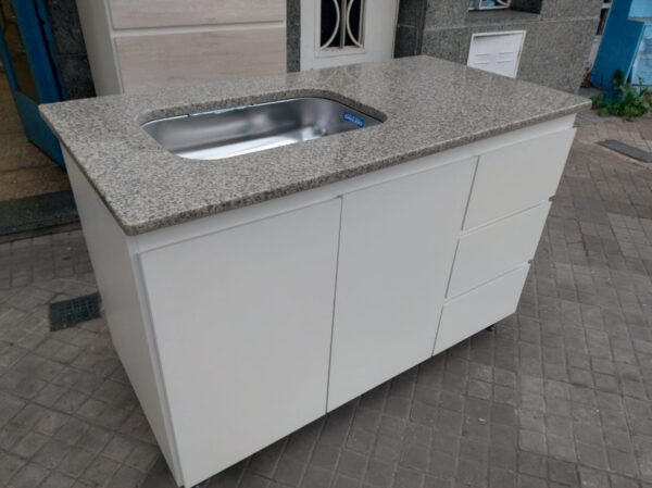 Bajo Mesada 120 X 57 X 82 Mdf 15 Mm- Con Mesada Marmol Sint