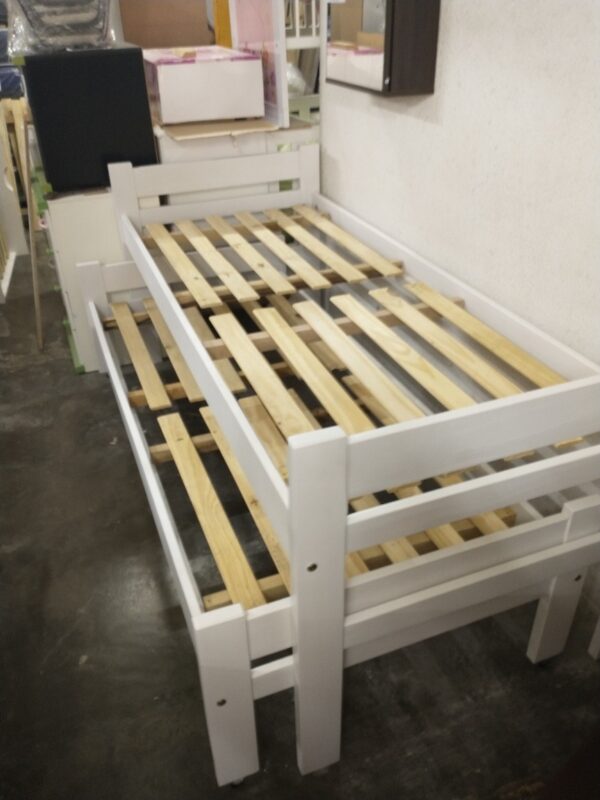 Cama Nido Doble Sin Carro Cama- Pino Lustrado- Blanco