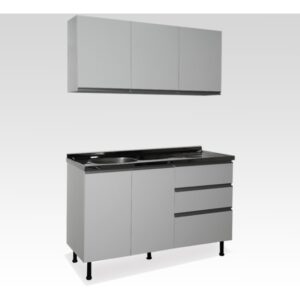 D_888858-MLA31072361354_062019-F.jpg Combo Bajo Mesada + Alacena 140cm. Melamina- Perfil Alumi.