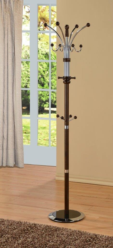 Perchero De Pie- Alto Caño Cromado C- Madera Cod. 409