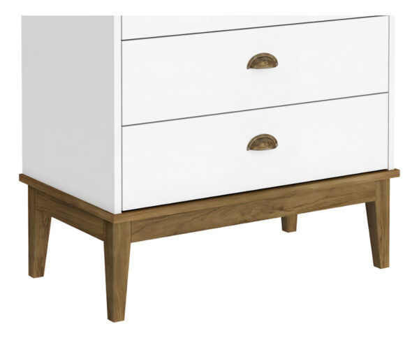 Cómoda Colonial De 5 Cajones Movelbento Mb1020, Color Haya Y Blanco Freijó/blanco