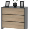 Comoda Chifonier Cajonera Dormitorio 3caj Moderno Melamina Color Grigio/bardolino