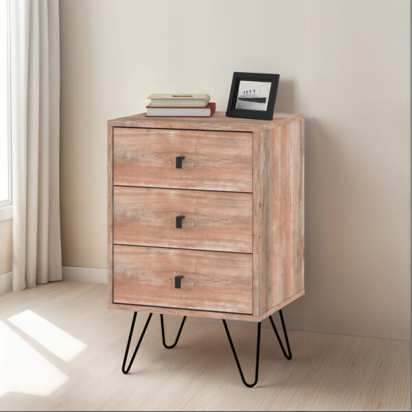 Cajonera Industrial 3 Cajones Organizador Dormitorio Living Oficina Guardado Ropa Accesorios Color Atakama Patas Metal Negro Estilo Loft Tiradores Negros Cpi003 Dielfe