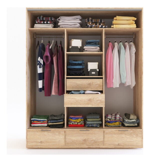 Ropero 3 Puertas, 2 Cajones Internos- 180 X 218 X 58- Duo 03