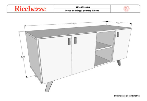 Rack Mesa Para Tv Led Mesina- 2puertas- Estantes- 118 X 52