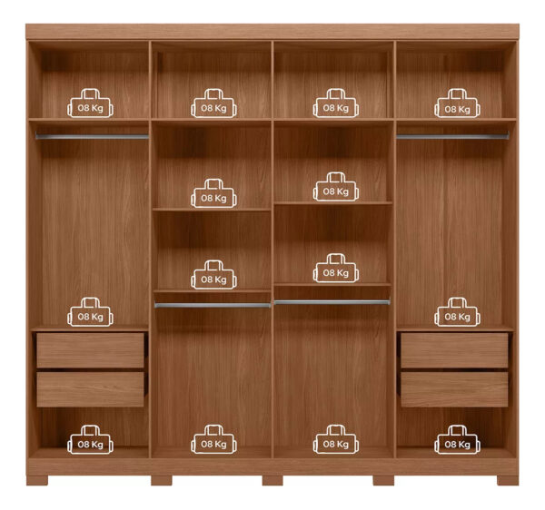 Armario Santos Andeira Master Master, Nuevo Color Jatobá/grafito Con 8 Puertas, Espejo Y Patas Jatobá/grafite