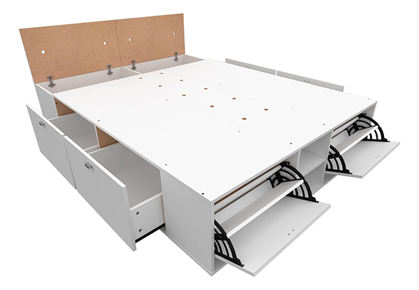 Base Box 2 Plazas 1.40 X 1.90- 4 Caj. Bauleras- 2 Zapateros