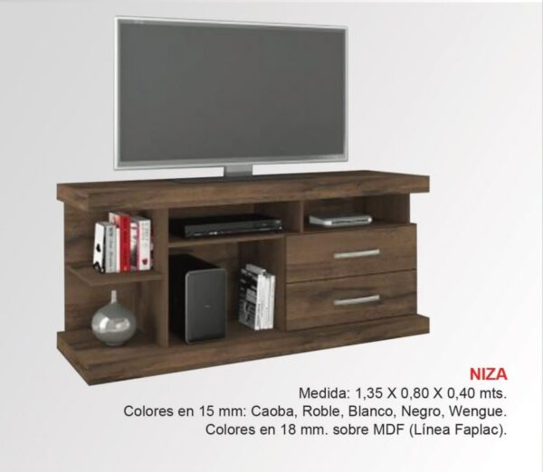 Rack Mesa Para Tv Led- Niza- Melamina- 135 X 80- 2 Cajones