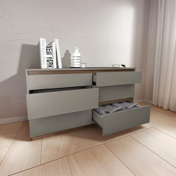 D_909488-MLA89471717291_082025-F.jpg Cómoda Cajonera Chifonier Dormitorio 6 Cajones Color Gris