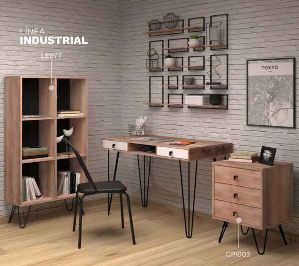 Cajonera Industrial 3 Cajones Organizador Dormitorio Living Oficina Guardado Ropa Accesorios Color Atakama Patas Metal Negro Estilo Loft Tiradores Negros Cpi003 Dielfe